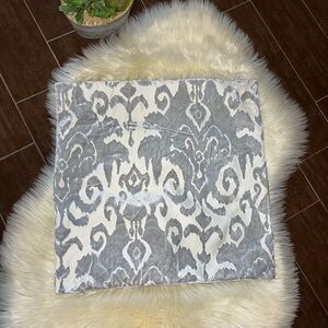 Z Gallerie Gray and White velvet  Textured Pillow cover w/feather insert